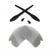 Walleva Polarized Lenses And Rubber Kit(Earsocks+Nosepads) For Oakley Flak 2.0 (OO9295 Series) (Transition/Photochromic Polarized Lenses + Black Rubber)